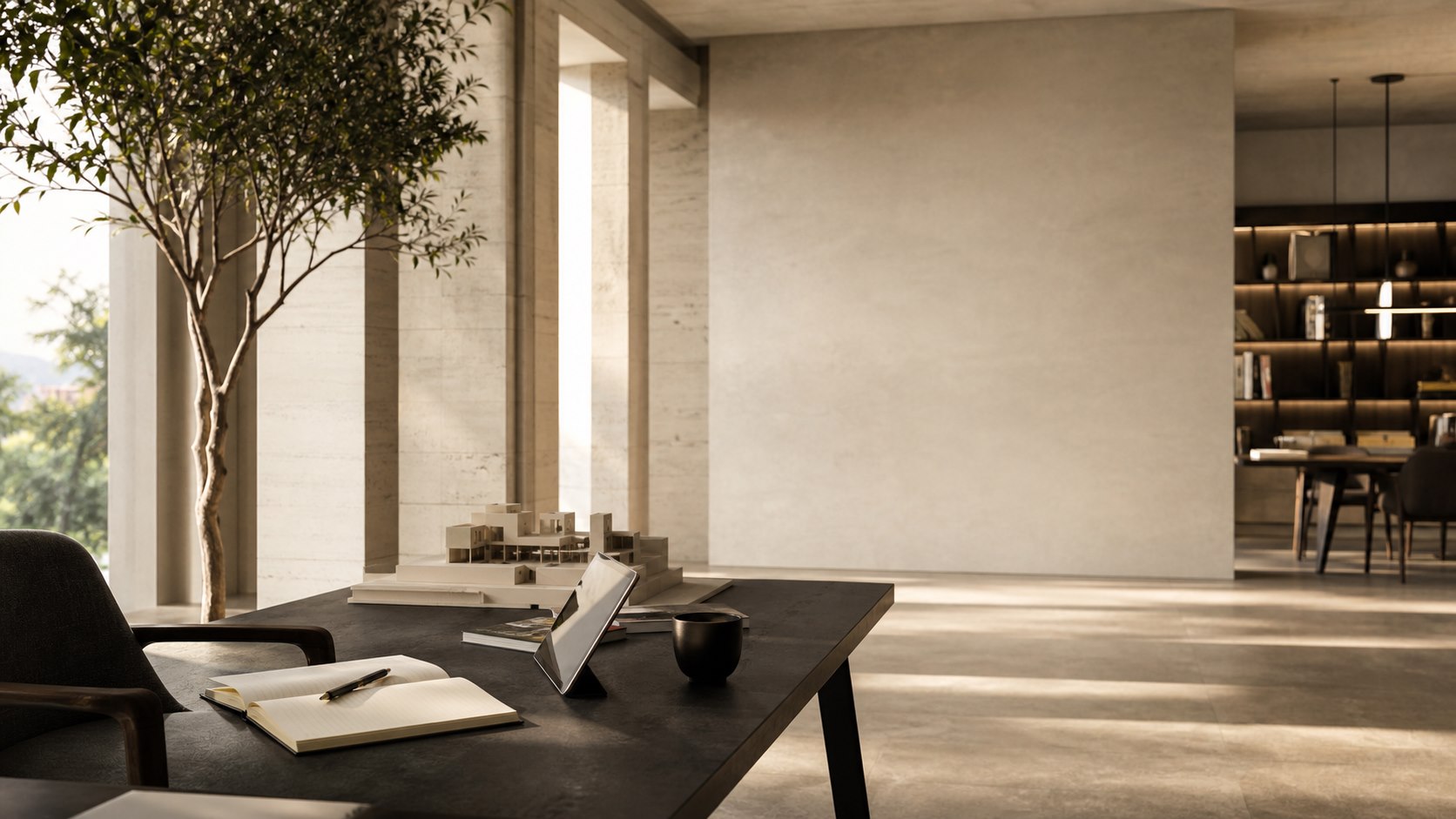 Bright premium office workspace prepared for focused business planning